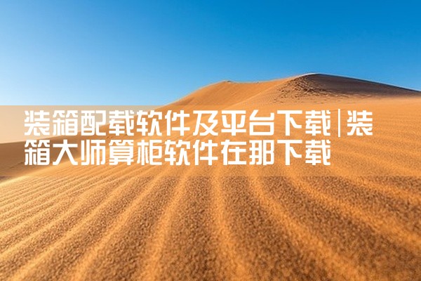 装箱配载软件及平台下载